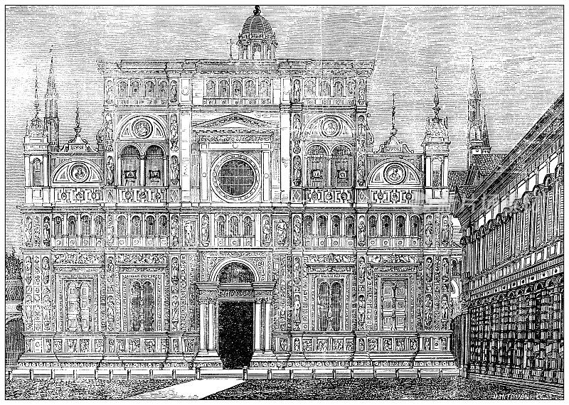 古董插图：Certosa di Pavia